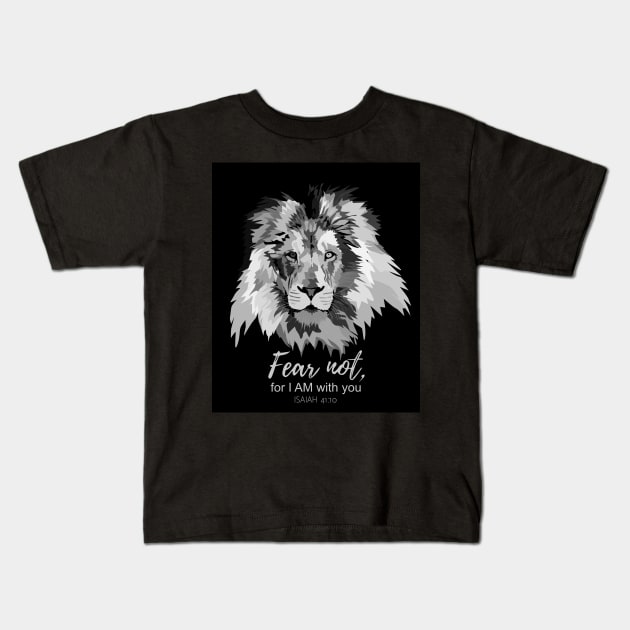 Bible verse - Isaiah 41:10 Lion, Protector Kids T-Shirt by Katarinastudioshop